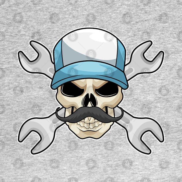 Skull with Mustache & Wrench by Markus Schnabel